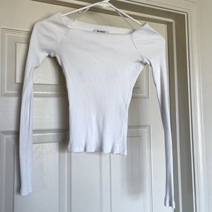 Zara White Off The Shoulder Long Sleeve Cropped Small
